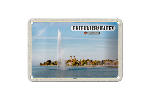 Blechschild Städte Friedrichshafen Fontaine Fluss Deko 18x12cm Schild