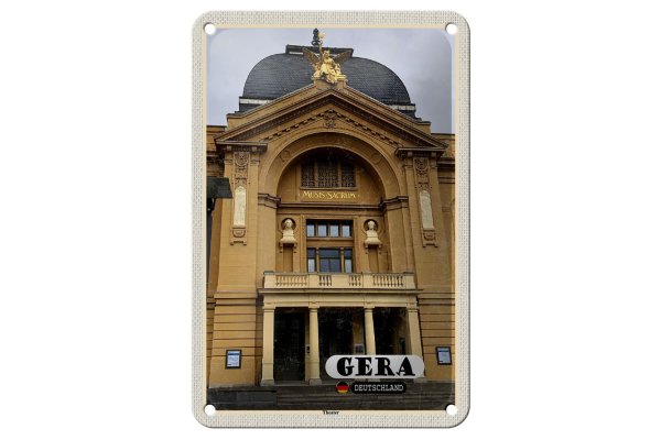 Blechschild Städte Gera Theater Deko Mittelalter 12x18cm Schild