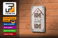 Blechschild Spruch Home sweet home 12x18cm Geschenk Dekoration