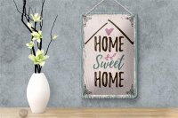 Blechschild Spruch Home sweet home 12x18cm Geschenk Dekoration