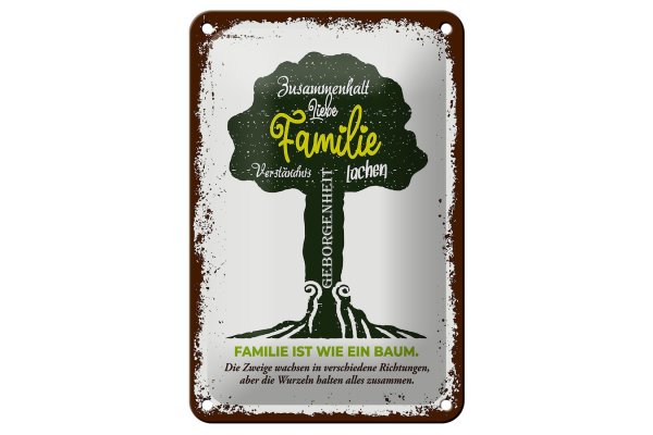 Blechschild Spruch Familie ist wie ein Baum 12x18cm Dekoration