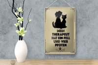 Blechschild Spruch Tiere Mein Therapeut hat 4 Pfoten 12x18cm Schild