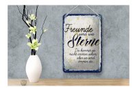 Blechschild Spruch Freunde wie Sterne sind immer da 12x18cm Schild