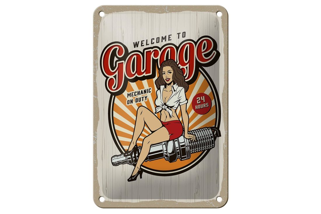 Retro Pinup Girl Blechschild 20x30 Cm – Vintage Wanddekoration Für Bar, Café Oder Garage