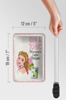 Blechschild Spruch Gin & Tonic Mummy`s little Helper 12x18cm Schild