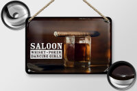 Blechschild Spruch Saloon Whisky Poker Dancing Girls 18x12cm Schild