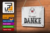 Blechschild Spruch wir sagen danke Herz 18x12cm Geschenk Dekoration