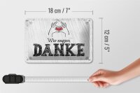 Blechschild Spruch wir sagen danke Herz 18x12cm Geschenk Dekoration