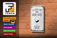 Blechschild Spruch Katze ich arbeite hart damit meine 12x18cm Schild