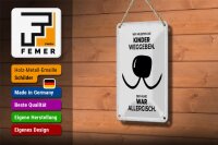 Blechschild Spruch Hund Wir mussten Kinder weggeben 12x18cm Schild