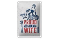 Blechschild Spruch Pinup Proud mechanic wife 12x18cm...