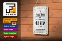 Blechschild Spruch Männer old mens Club Never Happy 12x18cm Schild