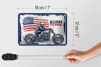 Blechschild Spruch Biker Born to Ride USA 18x12cm Motorcycle Schild