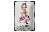 Blechschild Alkohol Gin & Tonic Liquid Sanity 12x18cm