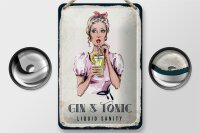 Blechschild Alkohol Gin & Tonic Liquid Sanity 12x18cm
