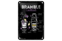 Blechschild Rezept Bramble Cocktail Recipe 12x18cm Geschenk Schild