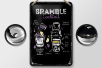 Blechschild Rezept Bramble Cocktail Recipe 12x18cm Geschenk Schild
