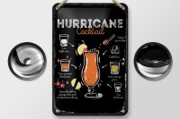 Blechschild Rezept Hurricane Cocktail Recipe 12x18cm Geschenk Schild