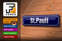 Blechschild Straßenschild 46x10cm St. Pauli Hamburg Dekoration