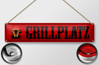 Blechschild Straßenschild 46x10cm Grillplatz Grillen rotes Schild
