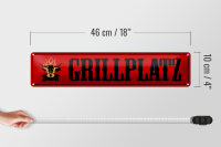 Blechschild Straßenschild 46x10cm Grillplatz Grillen rotes Schild