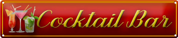 Blechschild 46x10cm Cocktail Bar Kneipe Pub Küche rotes Schild