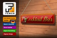 Blechschild 46x10cm Cocktail Bar Kneipe Pub Küche rotes Schild
