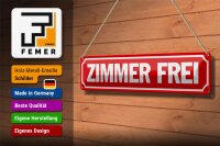 Blechschild Spruch 46x10cm Zimmer frei Gästezimmer Dekoration