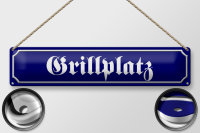 Blechschild Straßenschild 46x10cm Grillplatz Grillen Dekoration