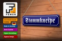 Blechschild Straßenschild 46x10cm Stammkneipe Essen Bar Dekoration