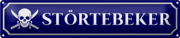 Blechschild Straßenschild 46x10cm Störtebeker mit Totenkopf Deko
