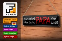 Blechschild Spruch 46x10cm hier wohnt bester PAPA der Welt Dekoration