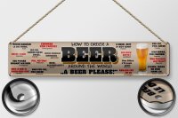 Blechschild Bier 46x10cm How to Order a beer Dekoration