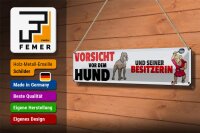 Blechschild Hinweis 46x10cm Vorsicht vor dem Hund und seine Dekoration