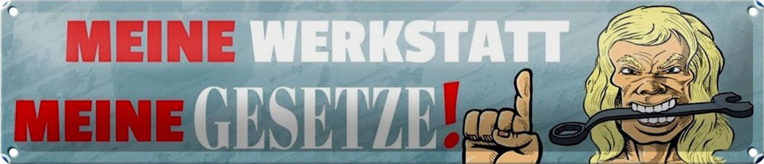 thumbnail image 2 of Wall Clock 'MEINE WERKSTATT - MEINE GESETZE' (My Workshop - My Rules) - Optional Silent Movement 2 of 5