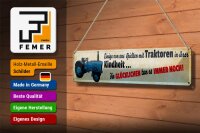 Blechschild Spruch 46x10cm Kindheit wir spielten Traktoren Dekoration