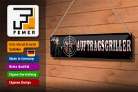 Blechschild Spruch 46x10cm Auftragsgriller Grill Wurst Steak Deko