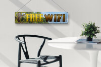 Blechschild Spruch 46x10cm free Wifi Wlan Internet Dekoration