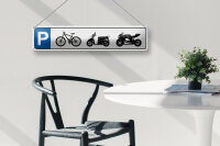 Blechschild Parken 46x10cm Parkplatz Fahrrad Mofa Motorrad Dekoration