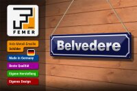 Blechschild Hinweis 46x10cm Belvedere Österreich Dekoration
