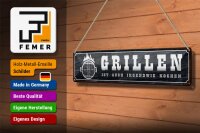 Blechschild Spruch 46x10cm Grillen ist auch Kochen Geschenk Dekoration