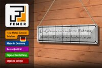Blechschild Spruch 46x10cm Geheimnis einer sauberen Wohnung Dekoration