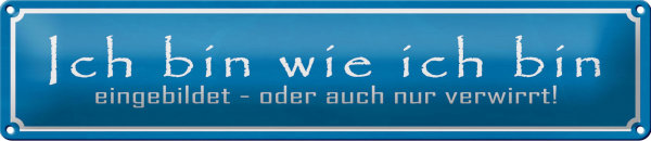 Blechschild Spruch 46x10cm ich bin wie ich bin eingebildet Dekoration