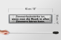 Blechschild Spruch 46x10cm Zimmerlautstärke ist Musik in Dekoration