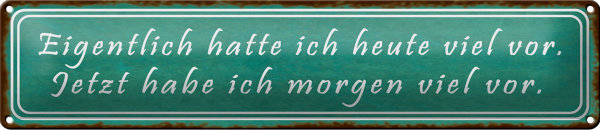 Blechschild Spruch 46x10cm ich hatte heute viel vor Dekoration
