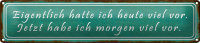 Blechschild Spruch 46x10cm ich hatte heute viel vor Dekoration