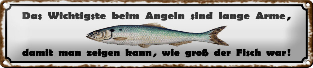Retro Blechschild „Petri Heil – Echte Männer Angeln Ihr Essen“ – 20x30 Cm, Metall, Mit 4 Aufhänge-Löchern