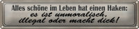 Blechschild Spruch 46x10cm alles schöne hat einen Haken Dekoration
