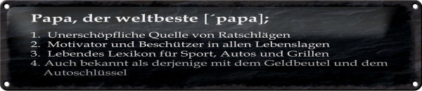 Blechschild Spruch 46x10cm Papa der weltbeste Beschützer Dekoration
