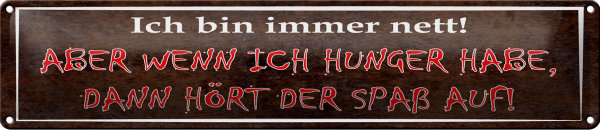Blechschild Spruch 46x10cm ich nett aber wenn ich Hunger Dekoration